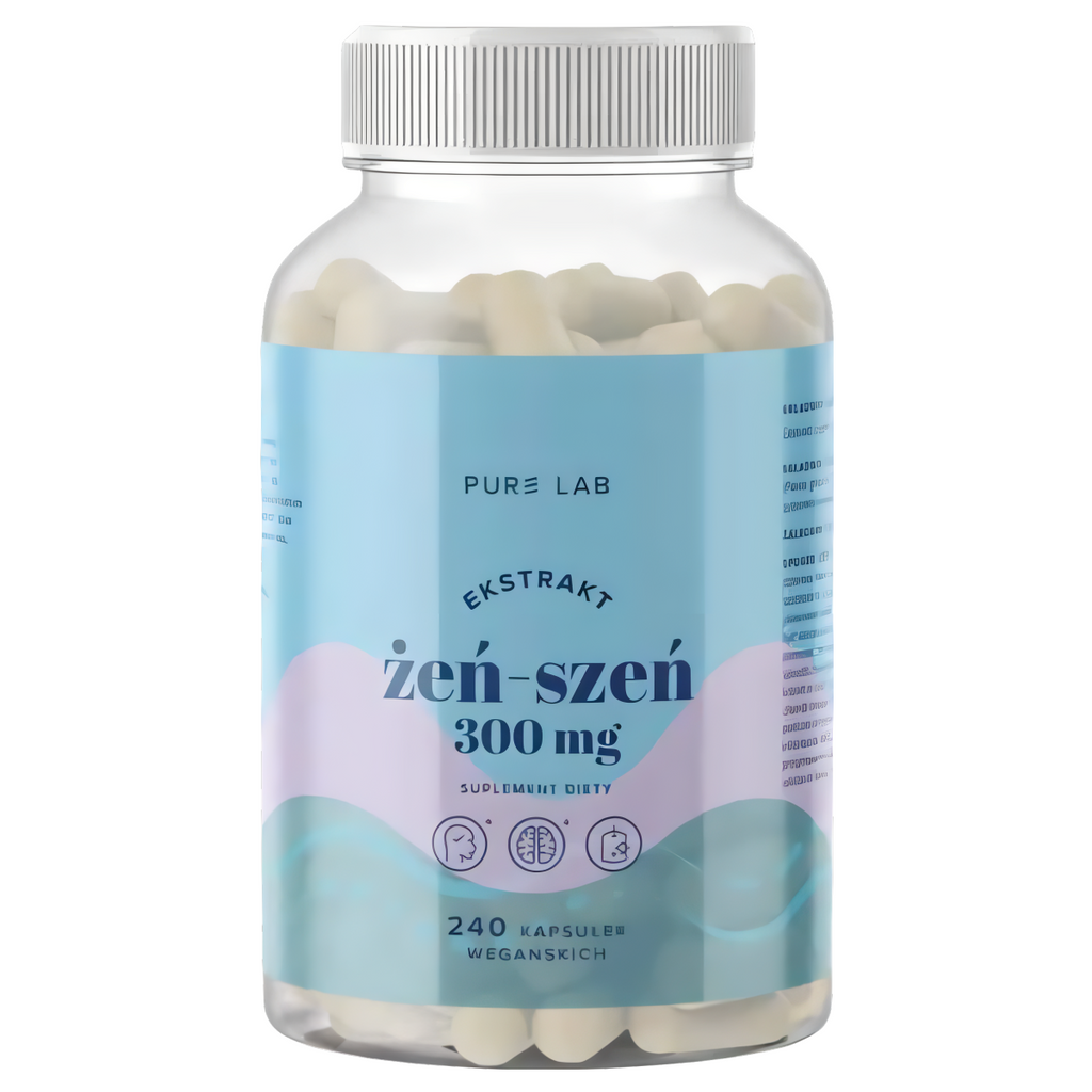Ekstrakt z żeń-szenia 300mg Pure Lab - Wsparcie energii i witalności - 240 kapsułek