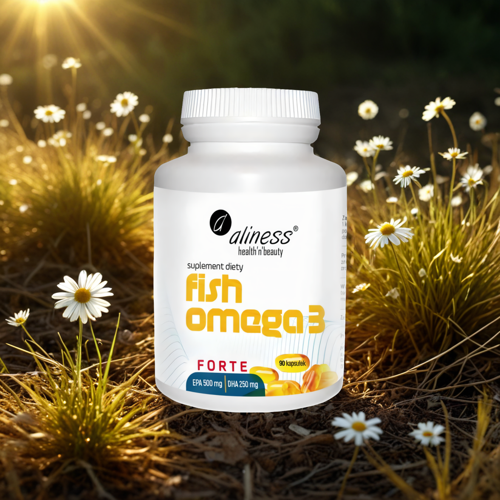 Fish Omega 3 FORTE Olej rybi z sardeli europejskiej EPA 500 mg / DHA 250 mg Aliness - 90 kapsułek