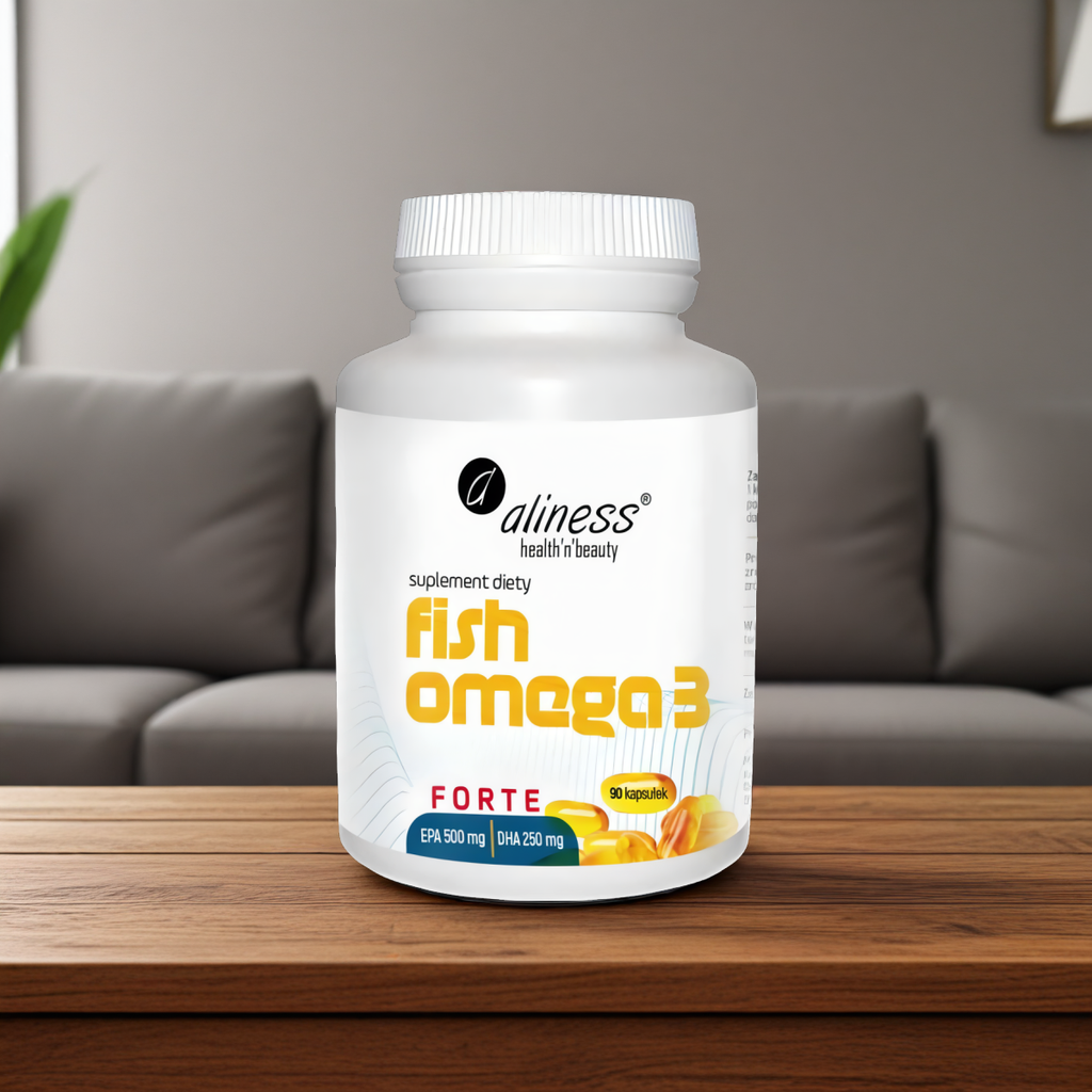 Fish Omega 3 FORTE Olej rybi z sardeli europejskiej EPA 500 mg / DHA 250 mg Aliness - 90 kapsułek