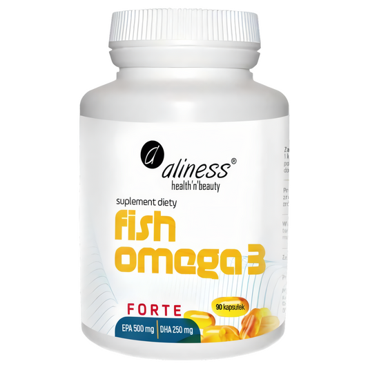 Fish Omega 3 FORTE Olej rybi z sardeli europejskiej EPA 500 mg / DHA 250 mg Aliness - 90 kapsułek