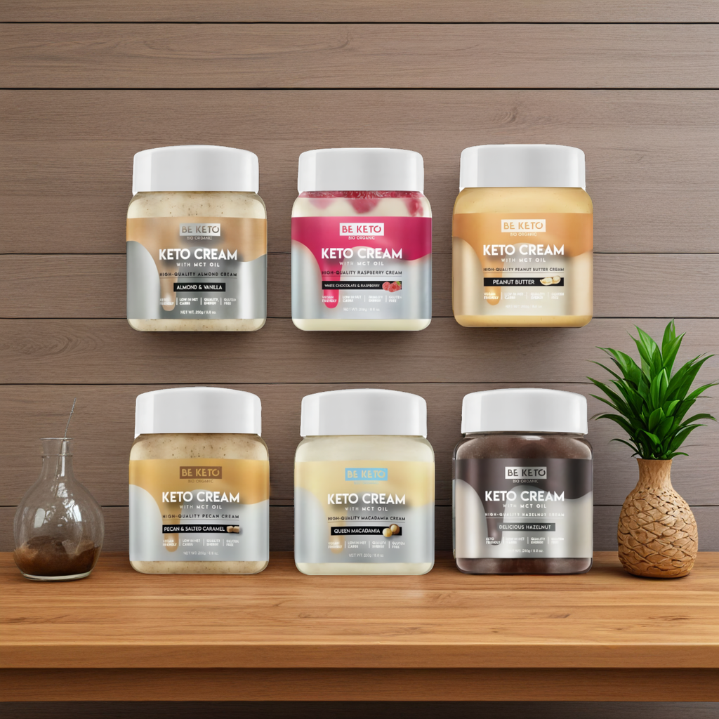 Keto Krem z Olejem MCT BeKeto - Różne Smaki 250 g (Smak: biala-czekolada-malina)