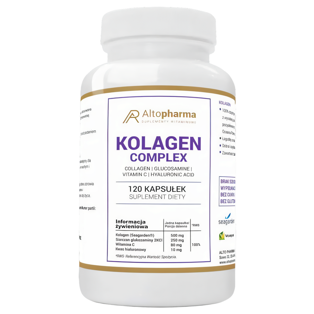 Kolagen Complex z glukozaminą, witaminą C i kwasem hialuronowym Alto Pharma - 120 kapsułek