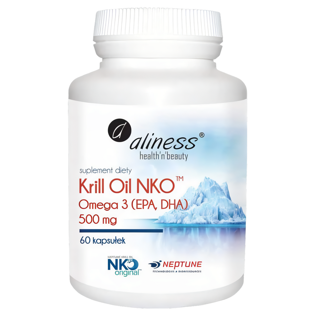 Krill Oil NKO - Omega 3 (EPA, DHA) z Astaksantyną 500 mg Aliness - 60 kapsułek