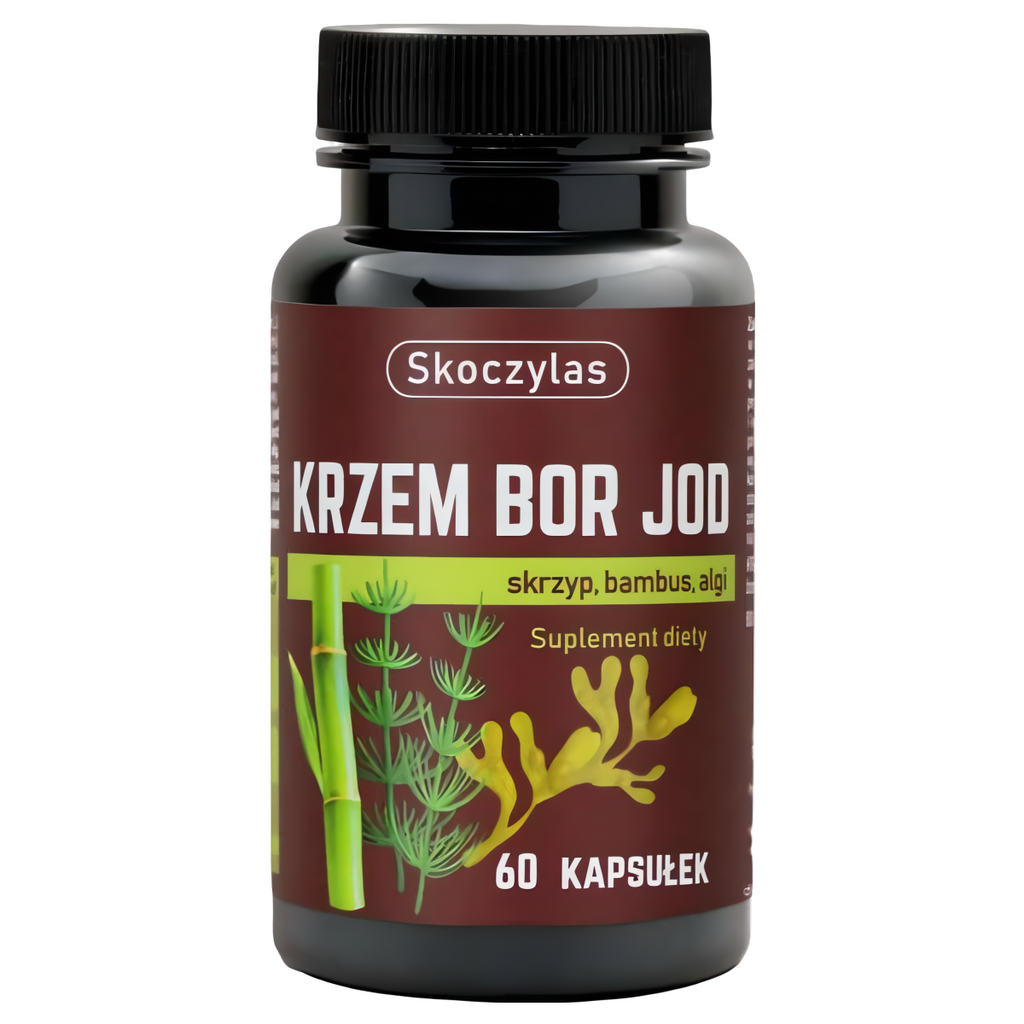 Krzem, Bor, Jod Skoczylas - Skrzyp, bambus, algi na mineralizację kości - 60 kapsułek