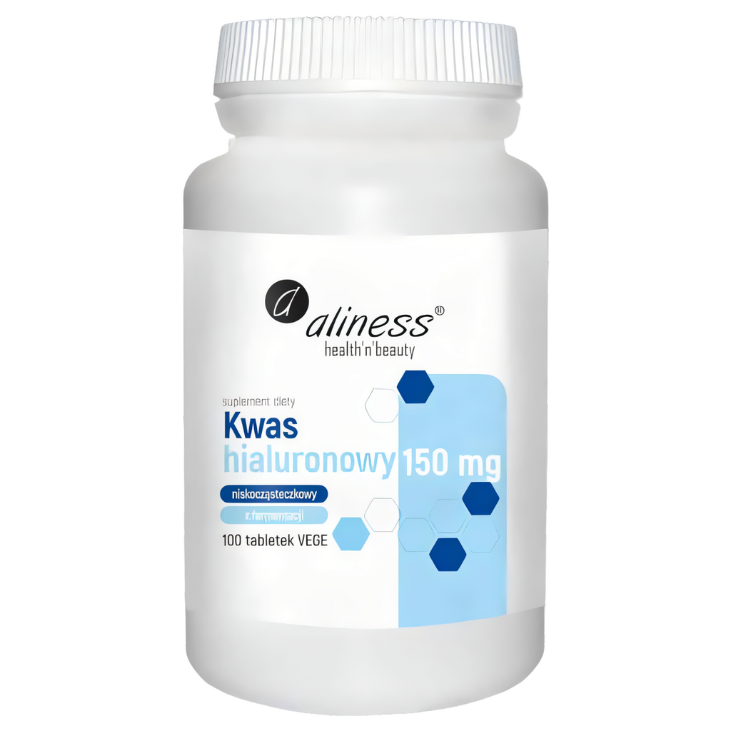 Kwas hialuronowy niskocząsteczkowy 150 mg Aliness - Źródło jędrności i nawilżenia - 100 tabletek