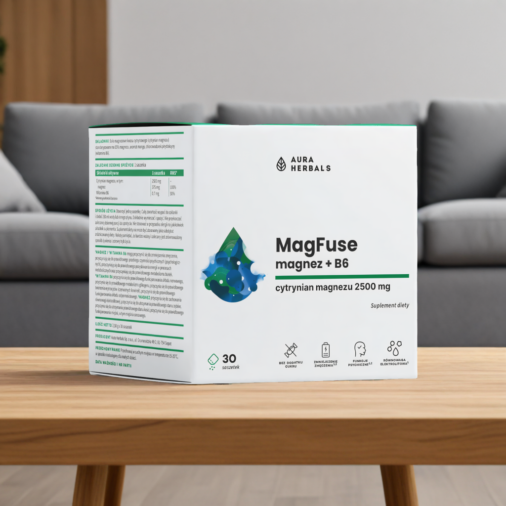 Magnez z witaminą B6 MagFuse Aura Herbals - 30 saszetek