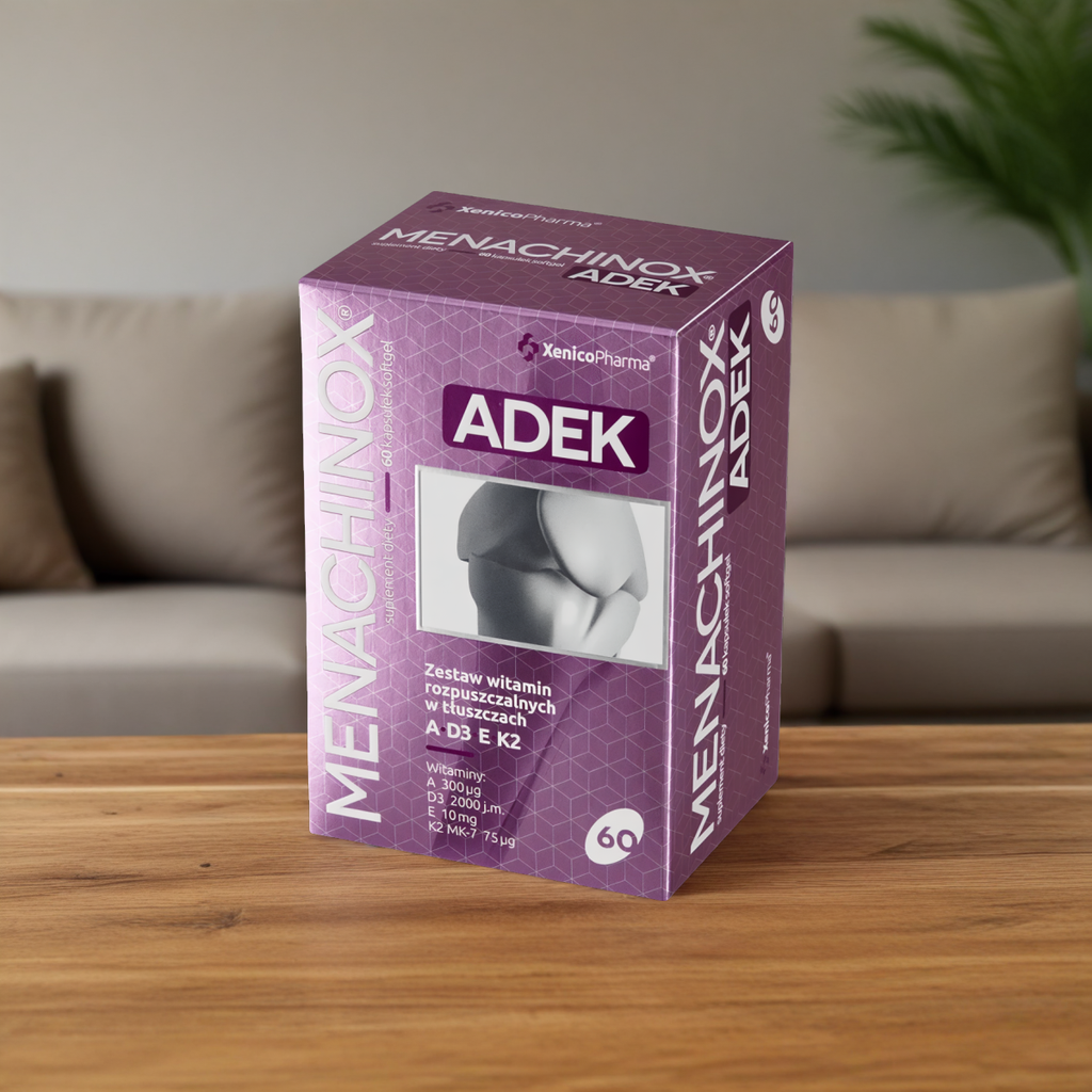 Menachinox ADEK Xenico Pharma - Witaminy A, D3, E i K2 MK-7 - 60 kapsułek