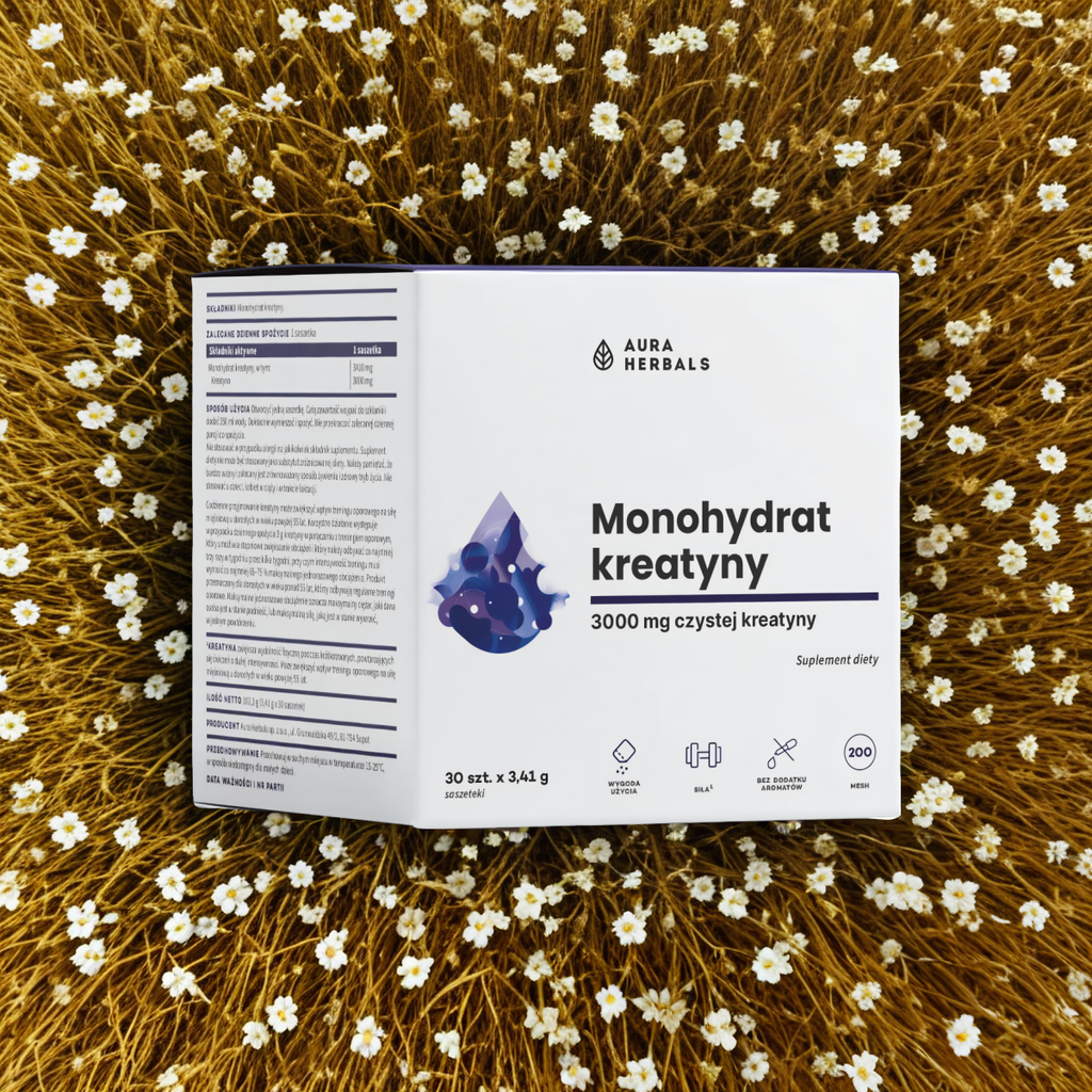 Monohydrat kreatyny Aura Herbals - Wsparcie wydolności fizycznej - 30 saszetek
