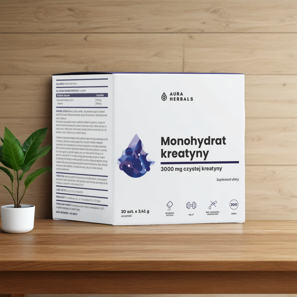 Monohydrat kreatyny Aura Herbals - Wsparcie wydolności fizycznej - 30 saszetek