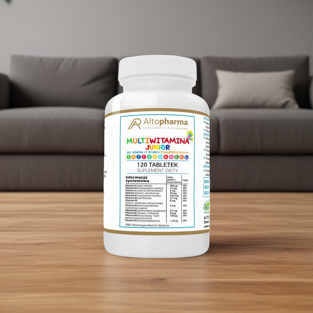 Multiwitamina JUNIOR dla dzieci do ssania o smaku pomarańczowym Alto Pharma - 120 tabletek