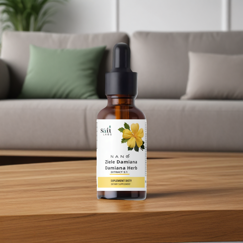 Nano Ziele Damiana SATI Labs - Wspiera gospodarkę hormonalną, zwiększa libido - 50 ml