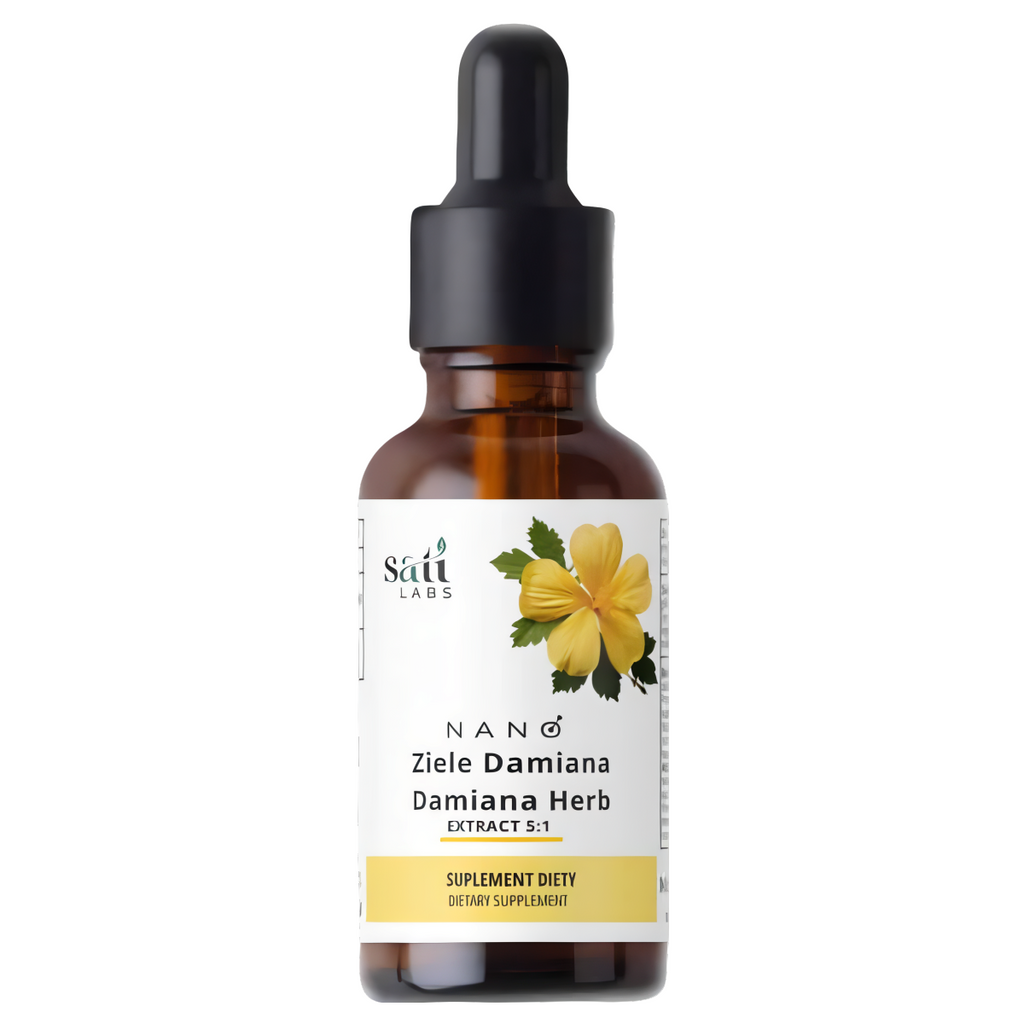 Nano Ziele Damiana SATI Labs - Wspiera gospodarkę hormonalną, zwiększa libido - 50 ml