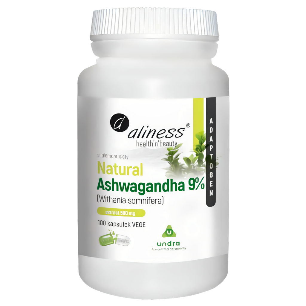 Natural Ashwagandha 570 mg 9% Aliness - Naturalny adaptogen - 100 kapsułek