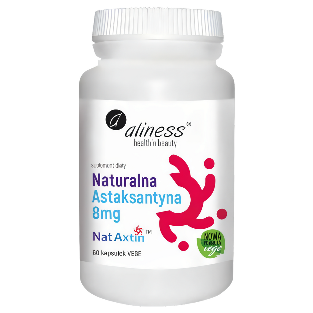 Naturalna Astaksantyna 8 mg Nat Axtin z mikroalg Aliness - 60 kapsułek