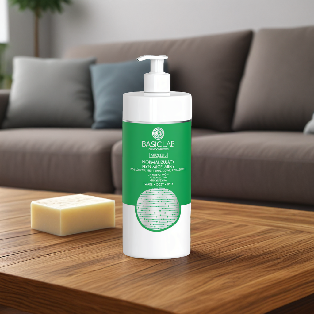 Normalizujący płyn micelarny BASICLAB - Do skóry tłustej, trądzikowej i wrażliwej - 500 ml