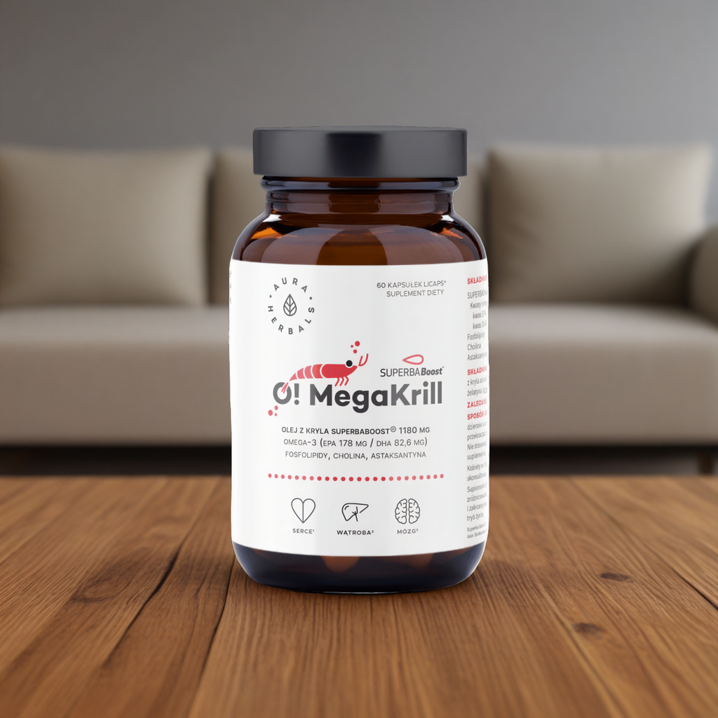 O! MegaKrill Aura Herbals -  Bogactwo oleju z kryla 1180 mg - 60 kapsułek