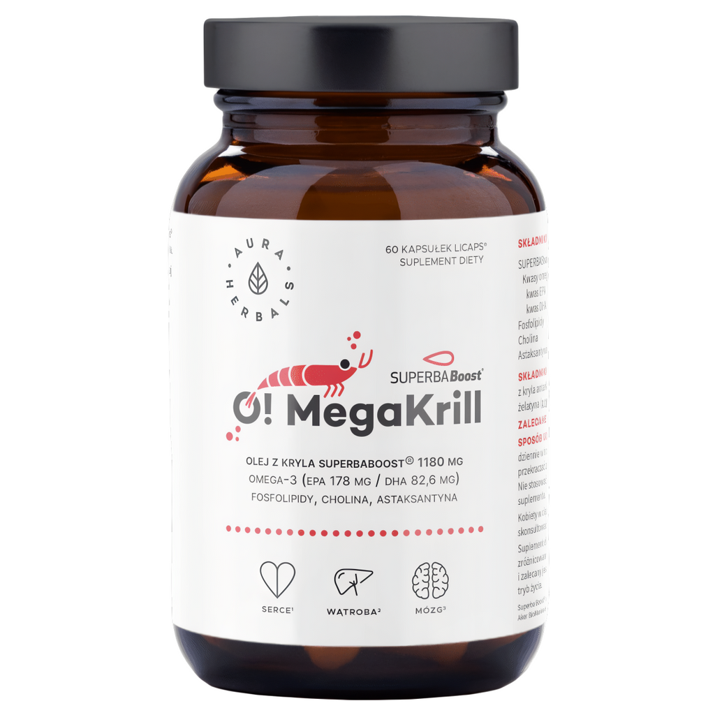 O! MegaKrill Aura Herbals -  Bogactwo oleju z kryla 1180 mg - 60 kapsułek
