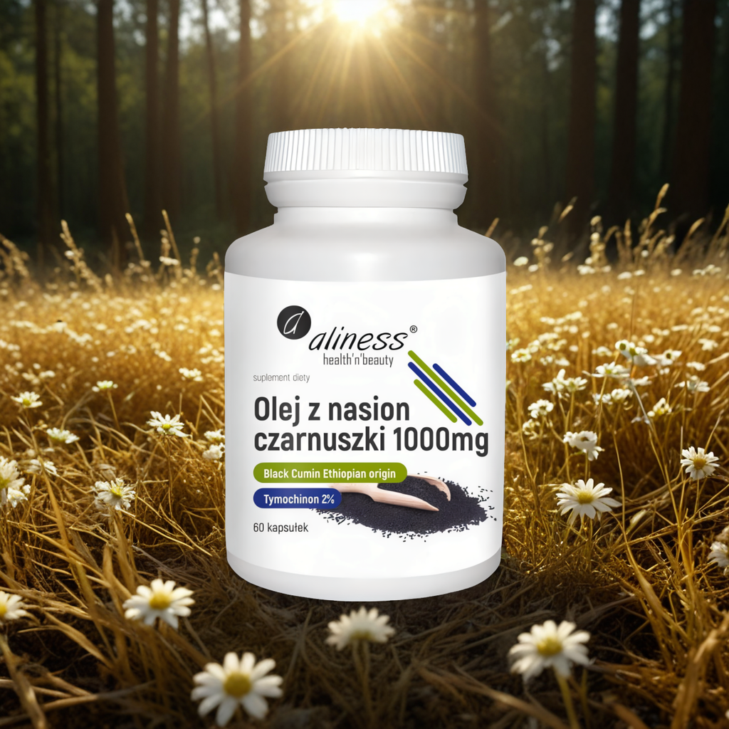 Olej z nasion czarnuszki 2% 1000 mg Aliness - Reguluje poziom glukozy we krwi - 60 kapsułek