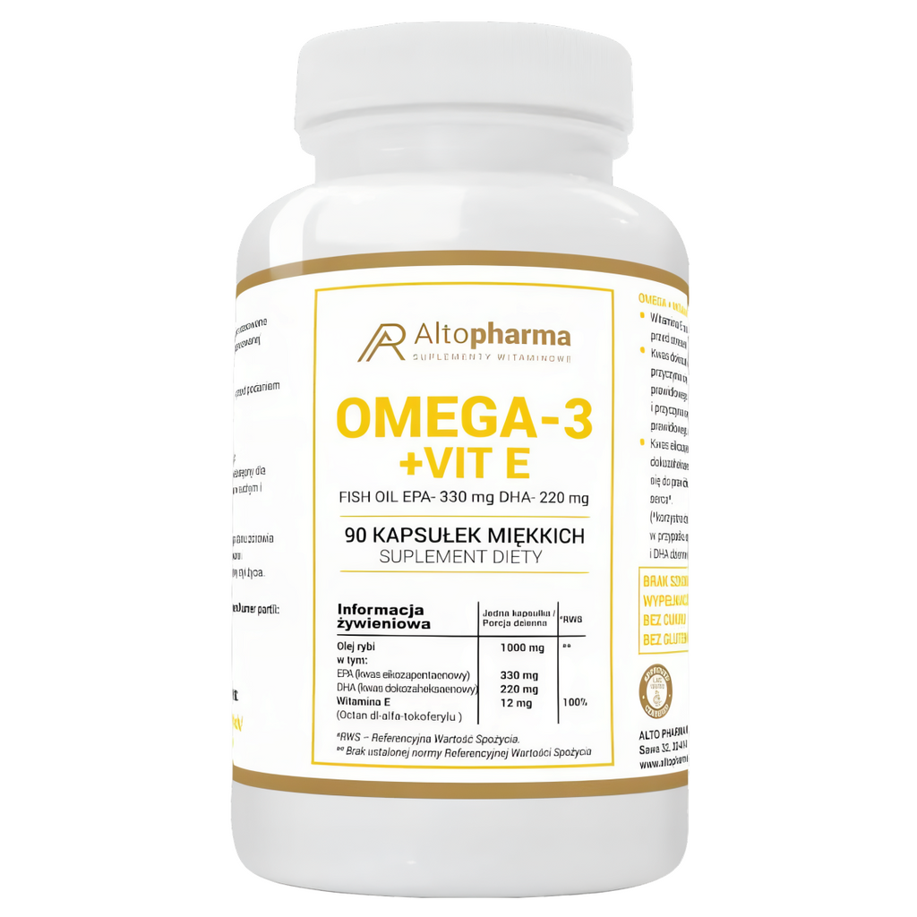 Omega-3 + witamina E 1000 mg (EPA 330 mg, DHA 220 mg) Alto Pharma - 90 kapsułek