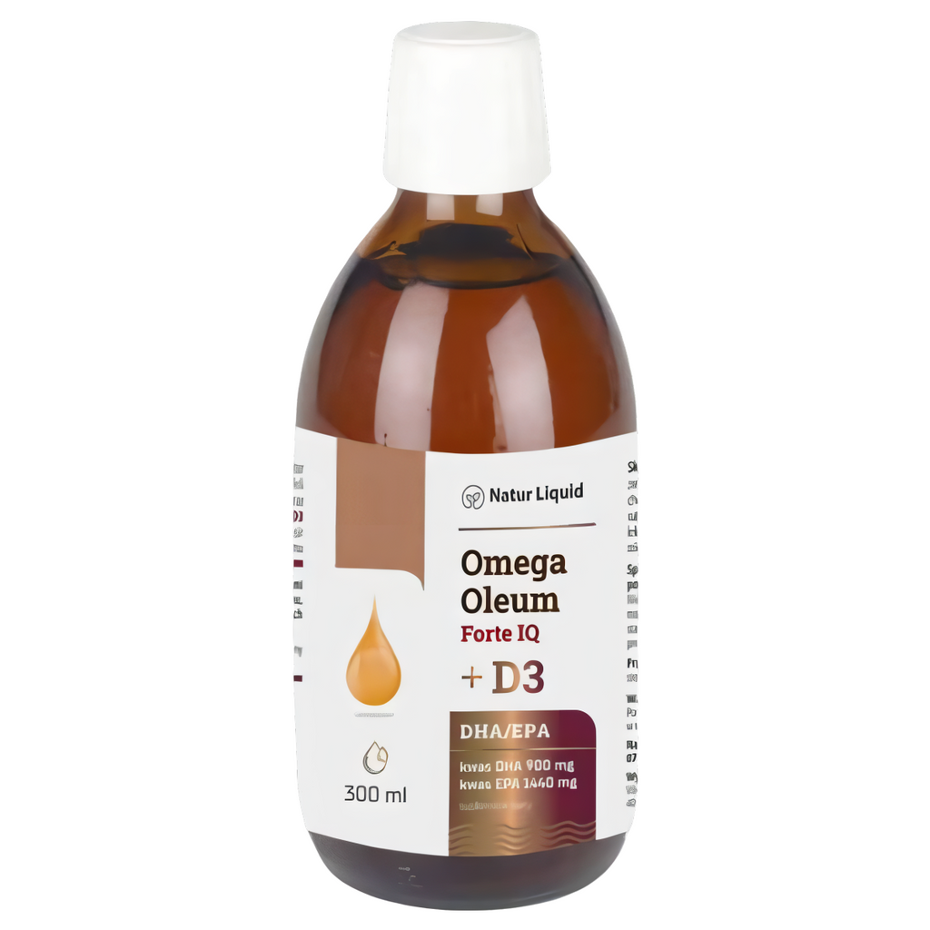 Omega Oleum Forte IQ + D3 NaturDay - Immunoregulator kwasy DHA, EPA - 300 ml