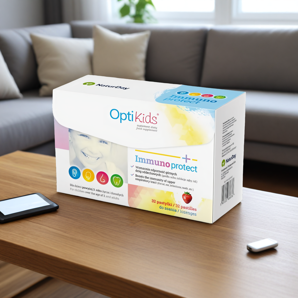 Opti Kids Immunoprotect NaturDay - Wspiera naturalną odporność - 32 pastylki do ssania