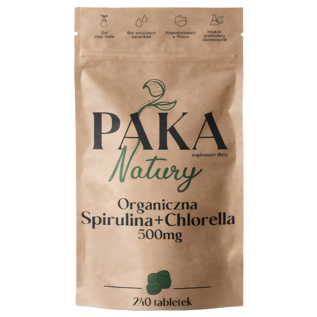 Organiczna Spirulina + Chlorella Paka Natury - 240 tabletek