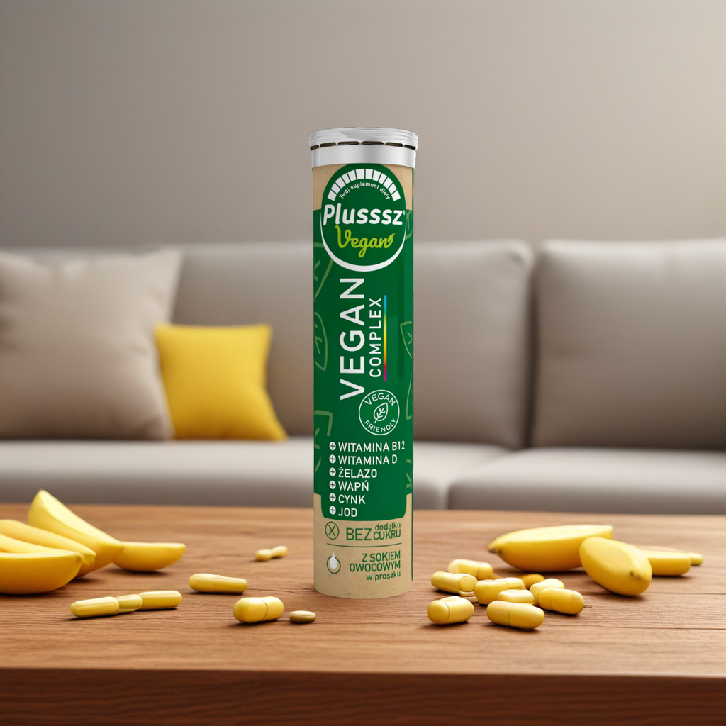 Plusssz VEGAN Complex Polski Lek - 20 tabletek musujących o smaku mango-marakuja