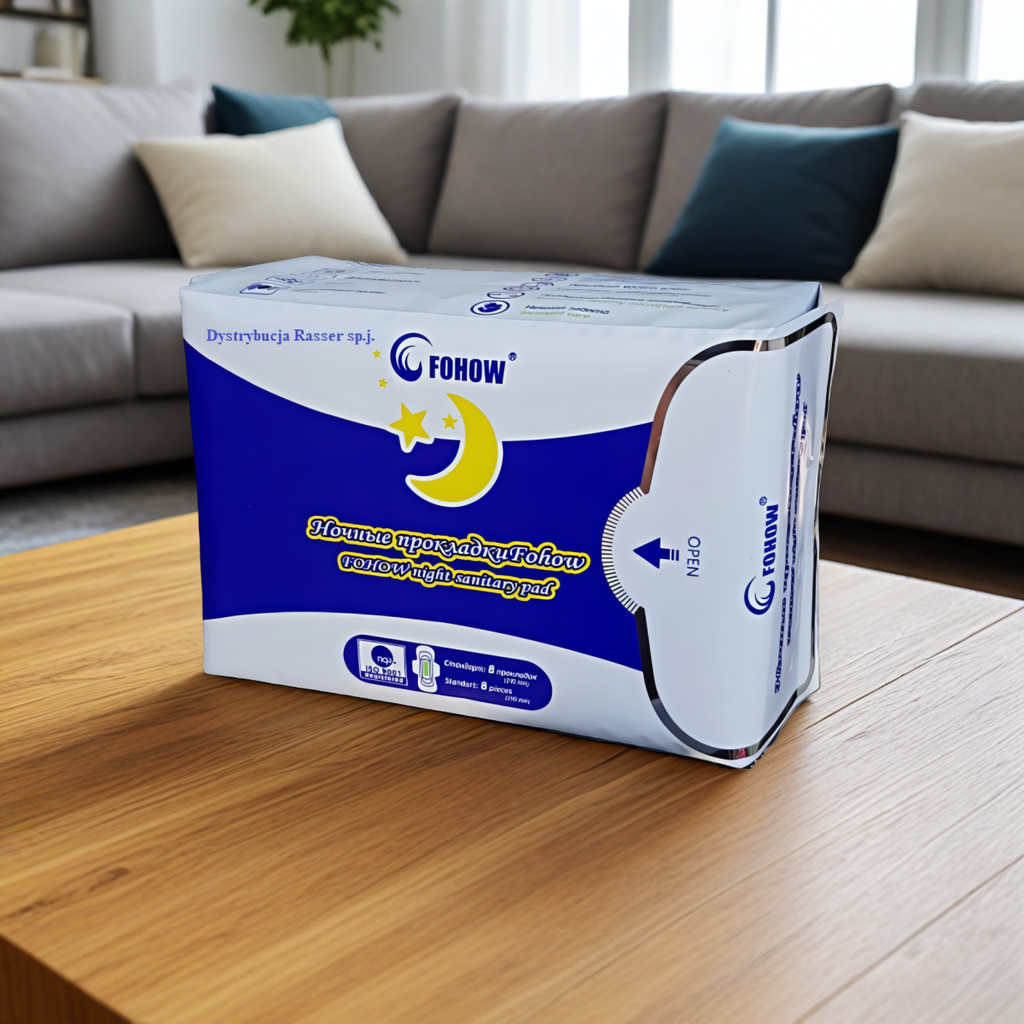 Podpaski higieniczne z nanocząsteczkami srebra Fohow na noc - 8 sztuk