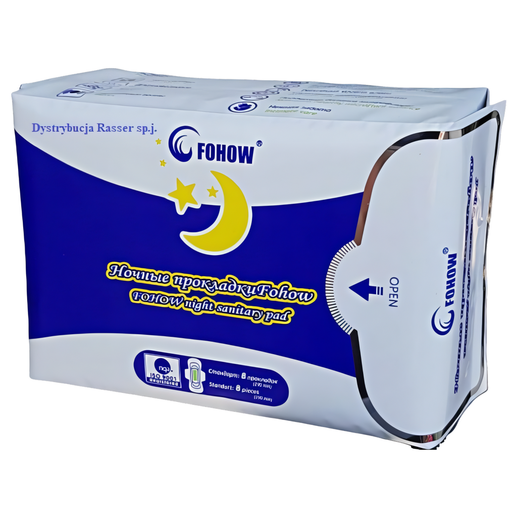 Podpaski higieniczne z nanocząsteczkami srebra Fohow na noc - 8 sztuk