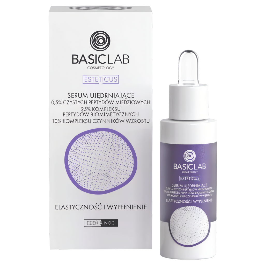 Serum ujędrniające BASICLAB - Poprawia elastyczność skóry i optycznie wypełnia zmarszczki - 30 ml