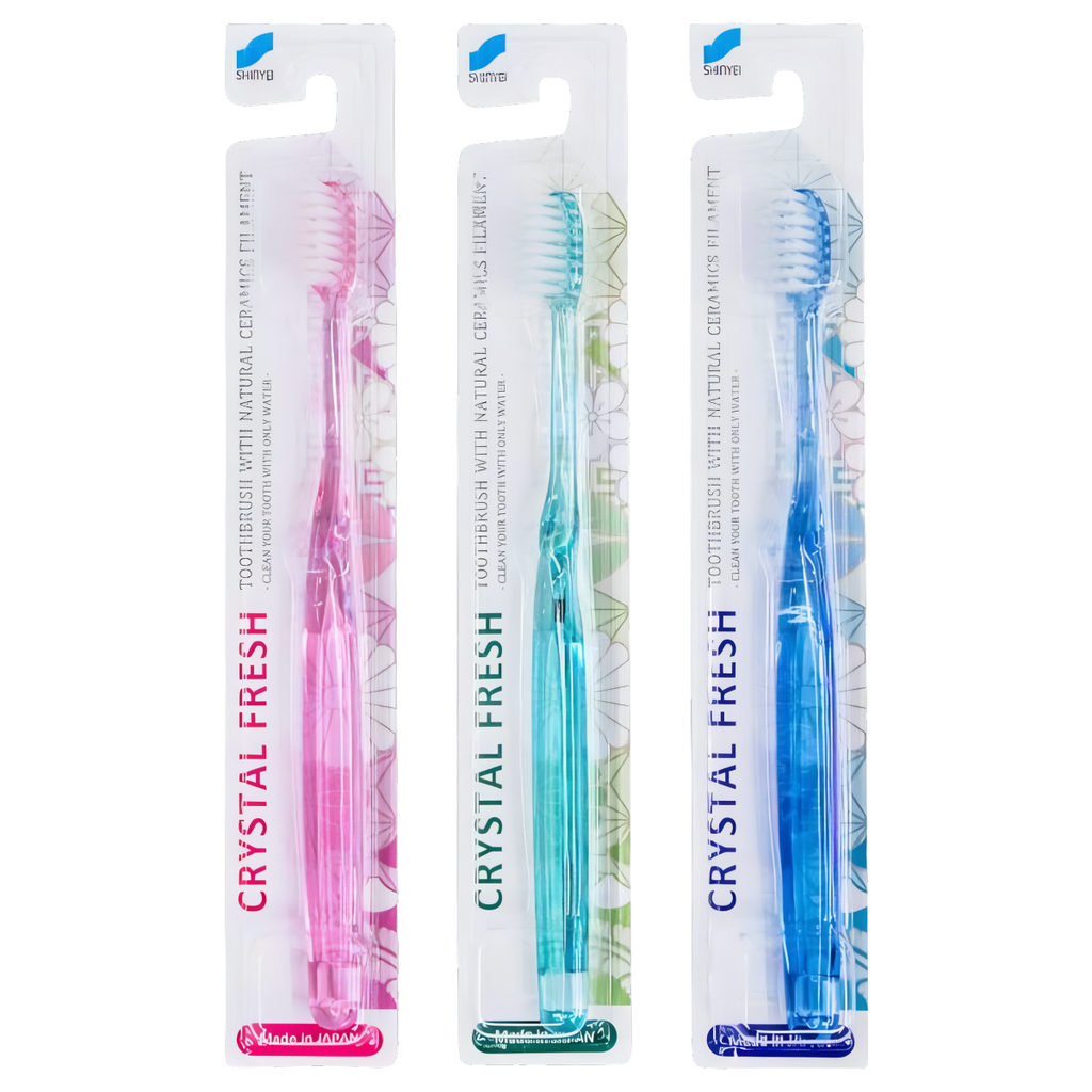 Szczoteczka do zębów Crystal Fresh z włosiem z naturalną ceramiką - 1 sztuka (Kolor: zielona)