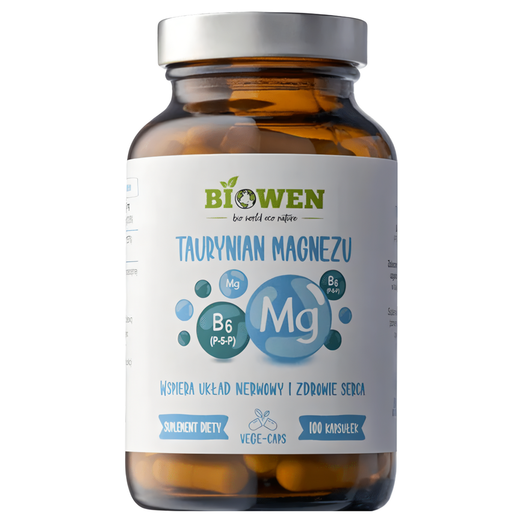 Taurynian magnezu Biowen - Z witaminą B6 - 100 kapsułek