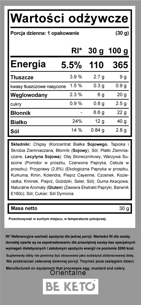 Keto Chipsy BeKeto - Ser & cebulka, Czerwona papryka oraz Orientalne pikantne - 30 g (Smak: swieza-czerwona-papryka)