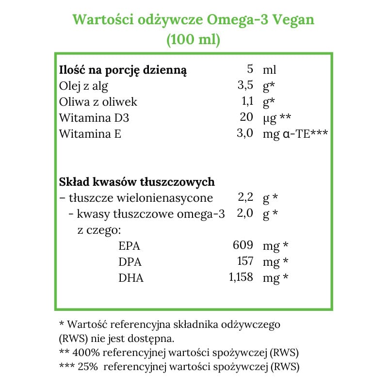 Norsan Omega-3 VEGAN Roślinny olej z alg morskich 2000 mg - 100 ml