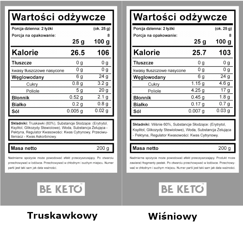 Keto Dżemy od Beketo - Smak bez Kompromisów i Minimalna Ilość Węglowodanów - 200 g (Smak: wisniowy)
