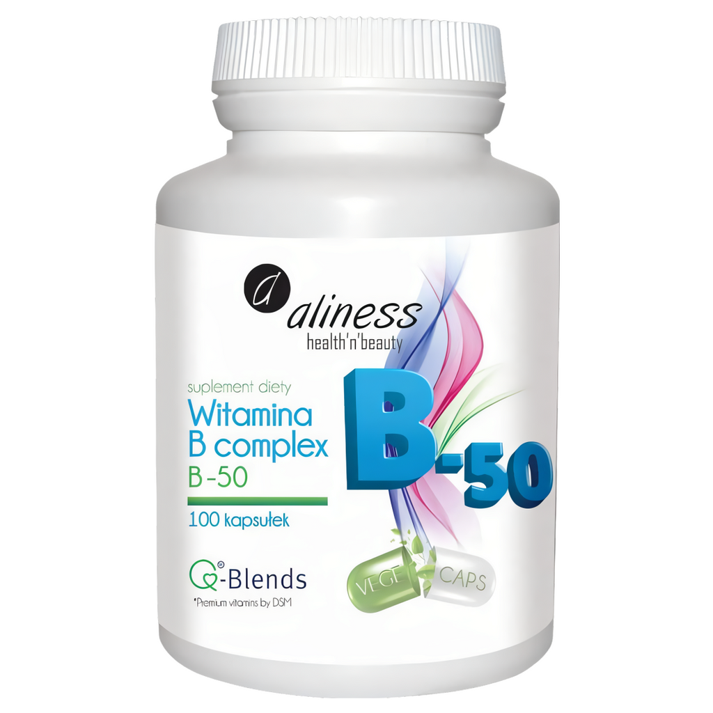 Witamina B Complex B-50 Aliness Zestaw witamin z grupy B - 100 kapsułek Vege