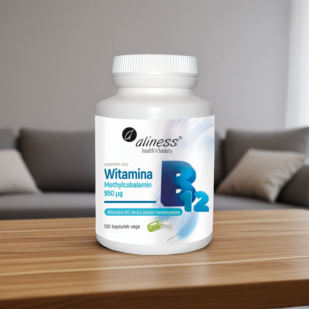 Witamina B12 Methylcobalamin 950 µg Aliness - Biologiczna, aktywna formuła B12 - 100 kapsułek