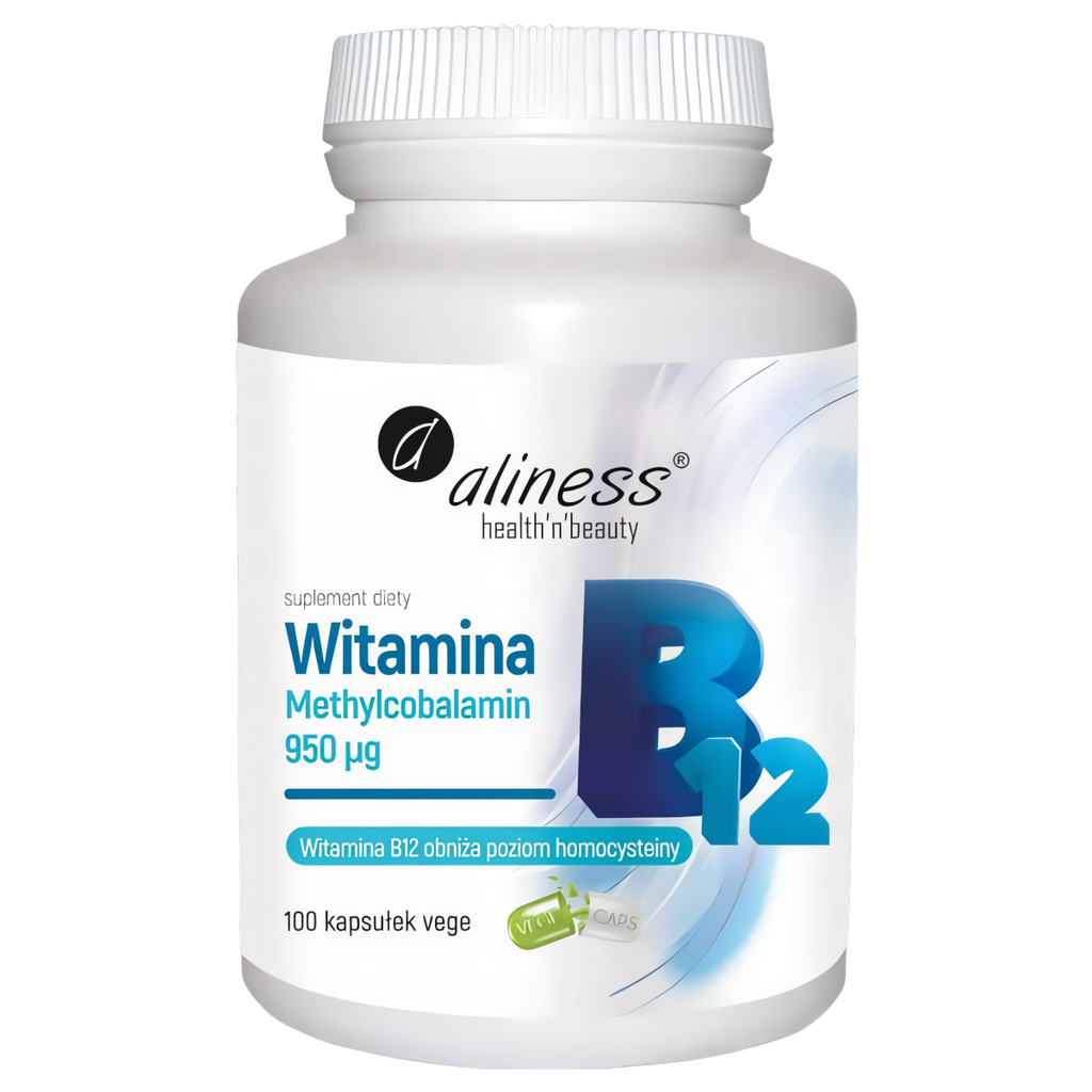 Witamina B12 Methylcobalamin 950 µg Aliness - Biologiczna, aktywna formuła B12 - 100 kapsułek