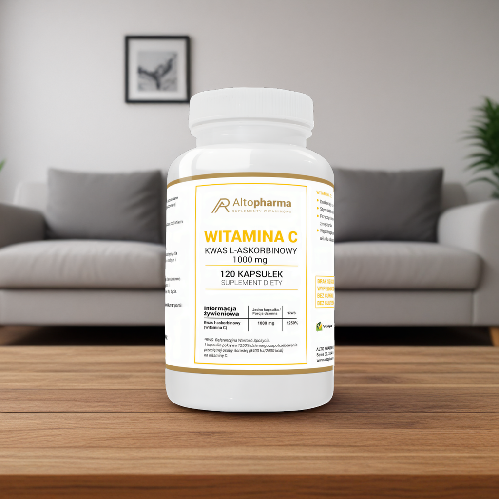 Witamina C 1000mg Kwas L-Askorbinowy Alto Pharma - Siła dla organizmu - 120 kapsułek