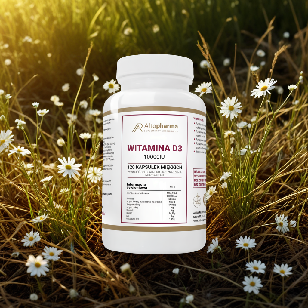 Witamina D3 10000IU Forte Alto Pharma - Wspomaga mocne kości i odporność - 120 kapsułek