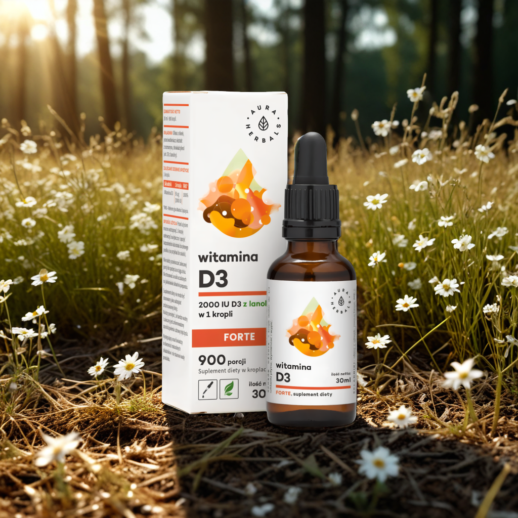 Witamina D3 2000 IU FORTE, MCT Aura Herbals - Wsparcie dla organizmu 30 ml krople