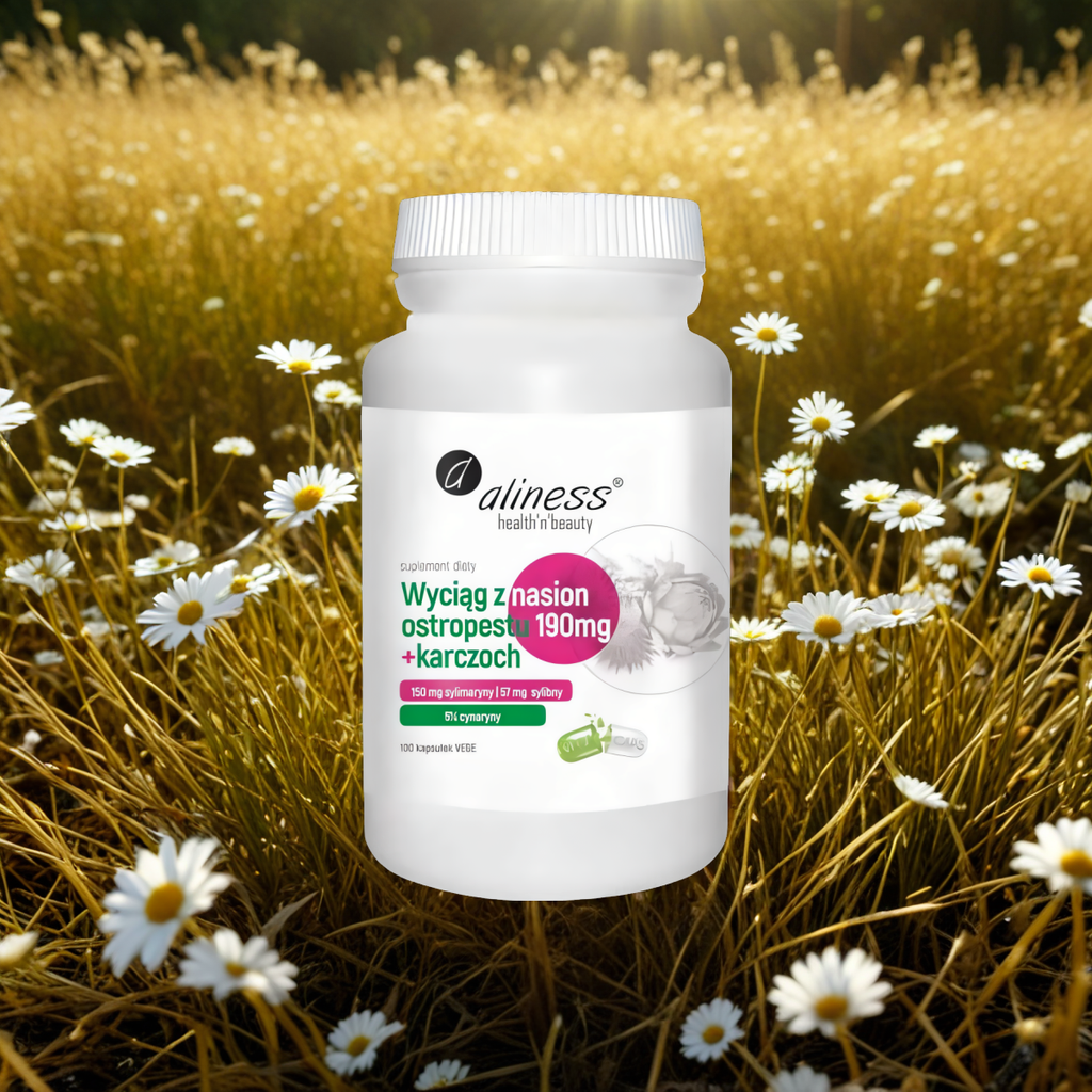 Wyciąg z nasion ostropestu 190 mg plus Karczoch Aliness - 100 kapsułek
