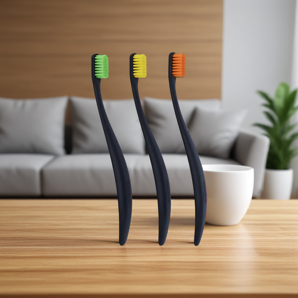 Zestaw szczoteczek do zębów Promis TRIO z bioplastiku - 3 sztuki (Kolor: kolorowe)